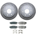 Rear Brake Kit Set of 4 Drilled 345mm Disc Akebono Ceramic Pads for Cadillac Chevy GMC