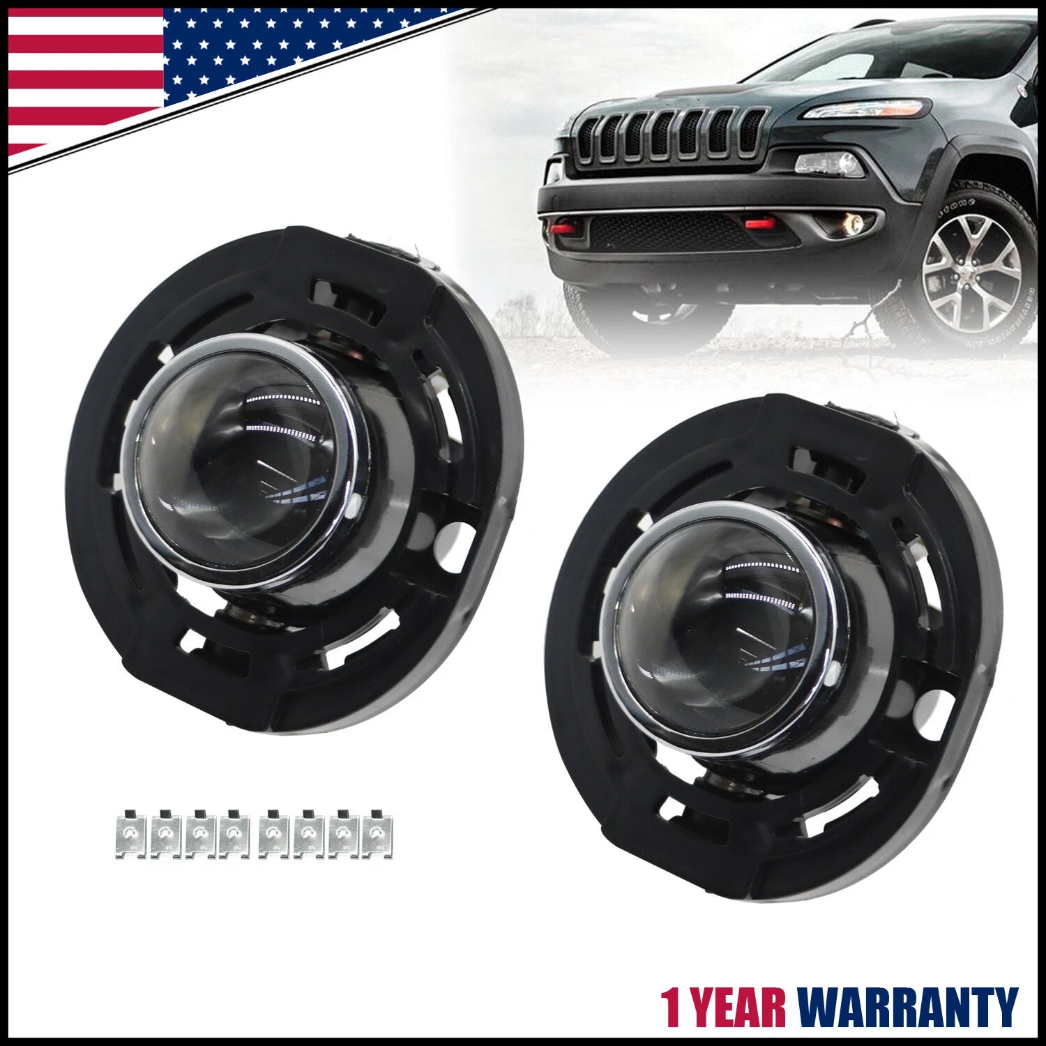 Fog Lights for Jeep Grand Cherokee (2014–2021) LH+RH, Clear Front Bumper