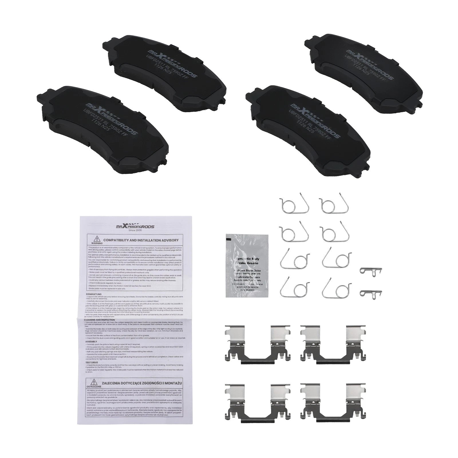 Front Brake Pads Set of 4 for Nissan Qashqai Rogue (2014–2019) D1737 P-1737