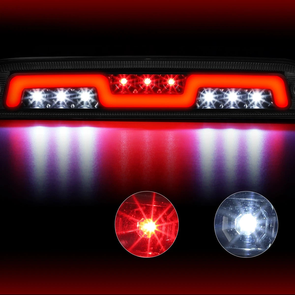 2X Clear Sequential LED 3rd Brake Lights + Cargo Lamp for F250-F550 SD (1999–2016)