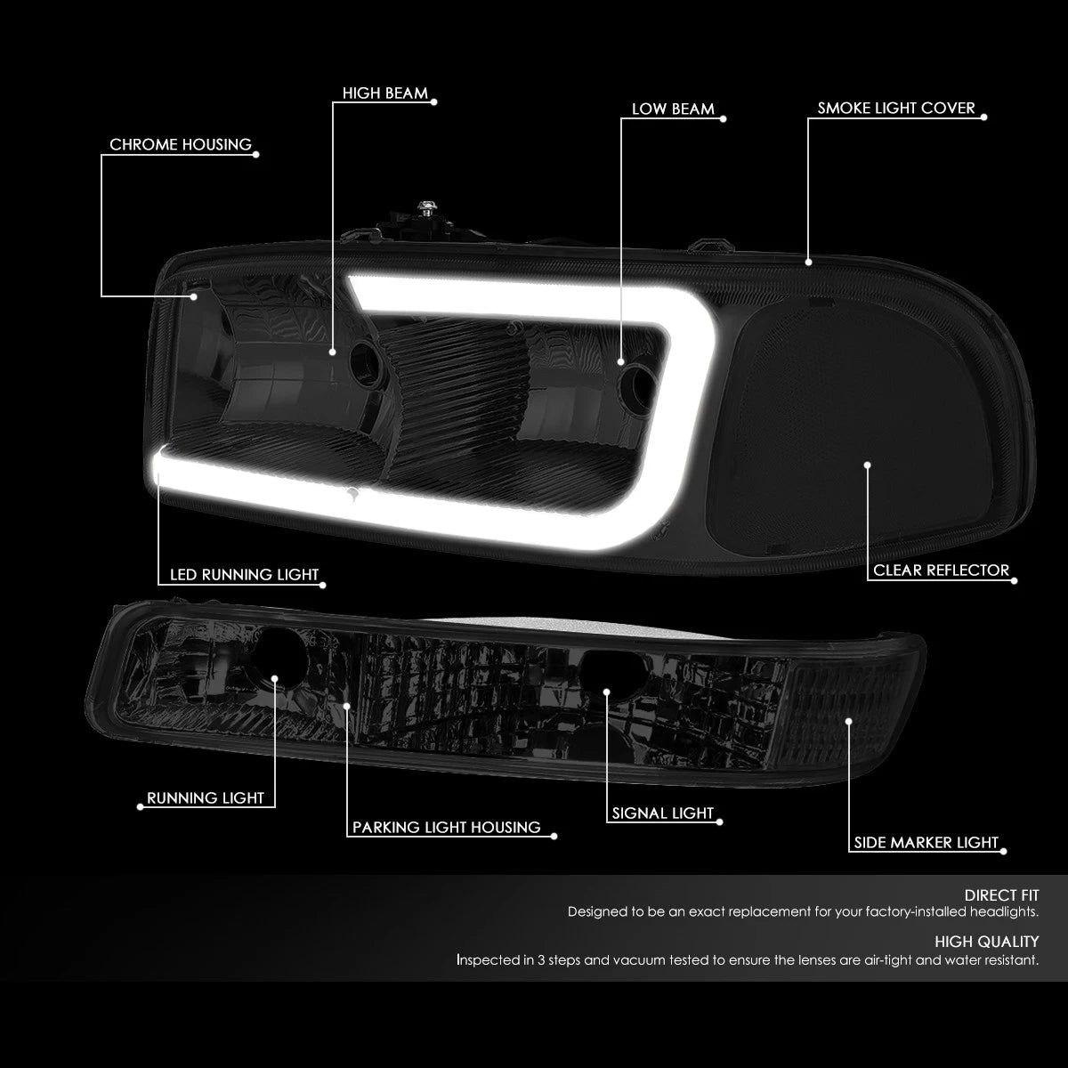 LED DRL Headlight & Turn Signal Bumper Lamp for Sierra/Yukon XL (1999–2007)