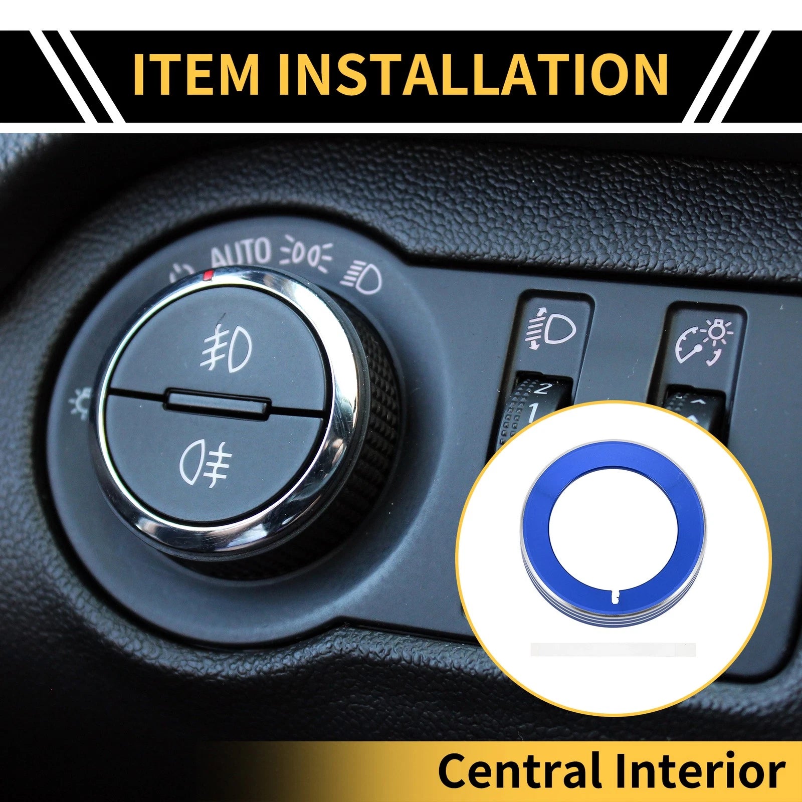 Headlight Control Switch Knob Cover Ring for Ford F-150 (2016–2021) Blue