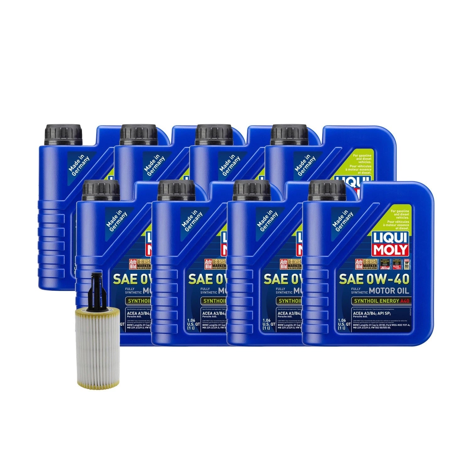 8L Liqui Moly Synthoil Energy A40 0W-40 Oil Change Kit for Mercedes S550 (2007–2018)