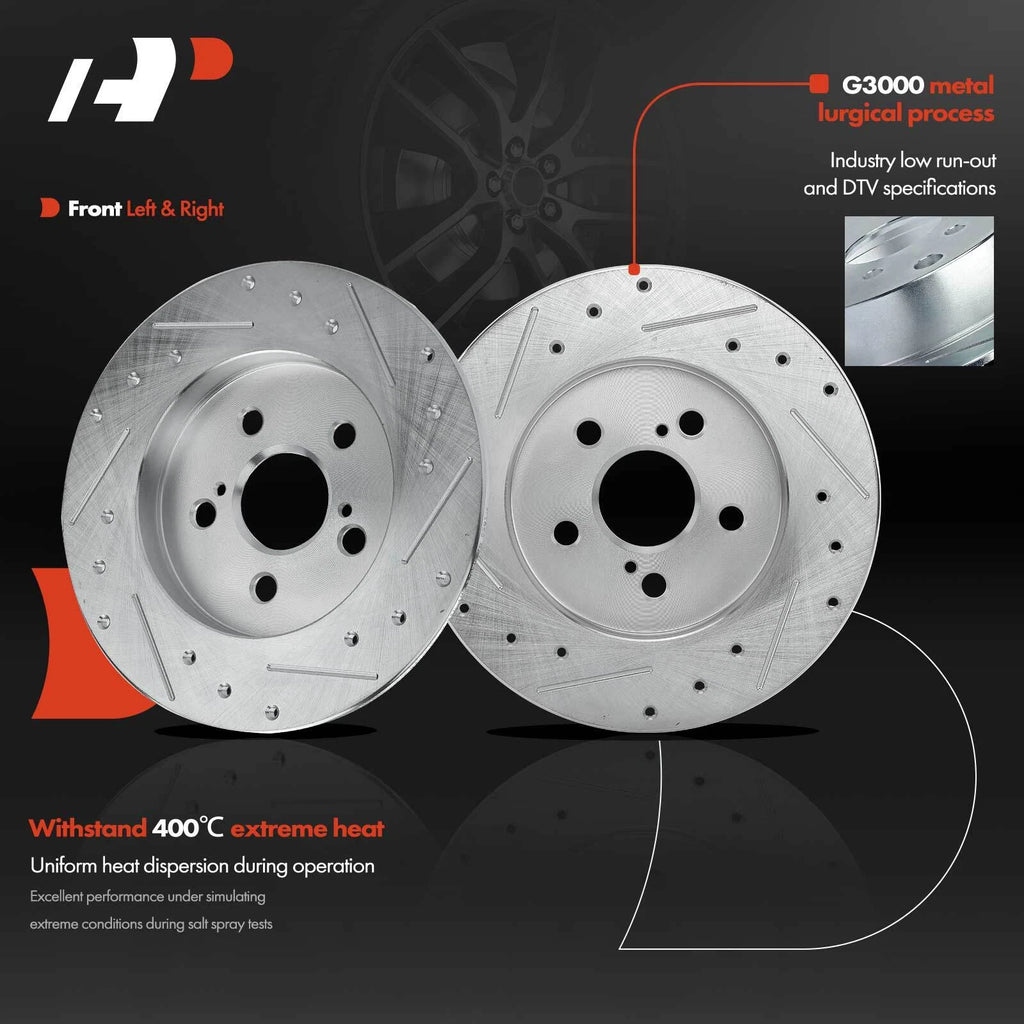 Rear Drilled Rotors and Ceramic Brake Pads for Toyota Corolla (2014–2019)