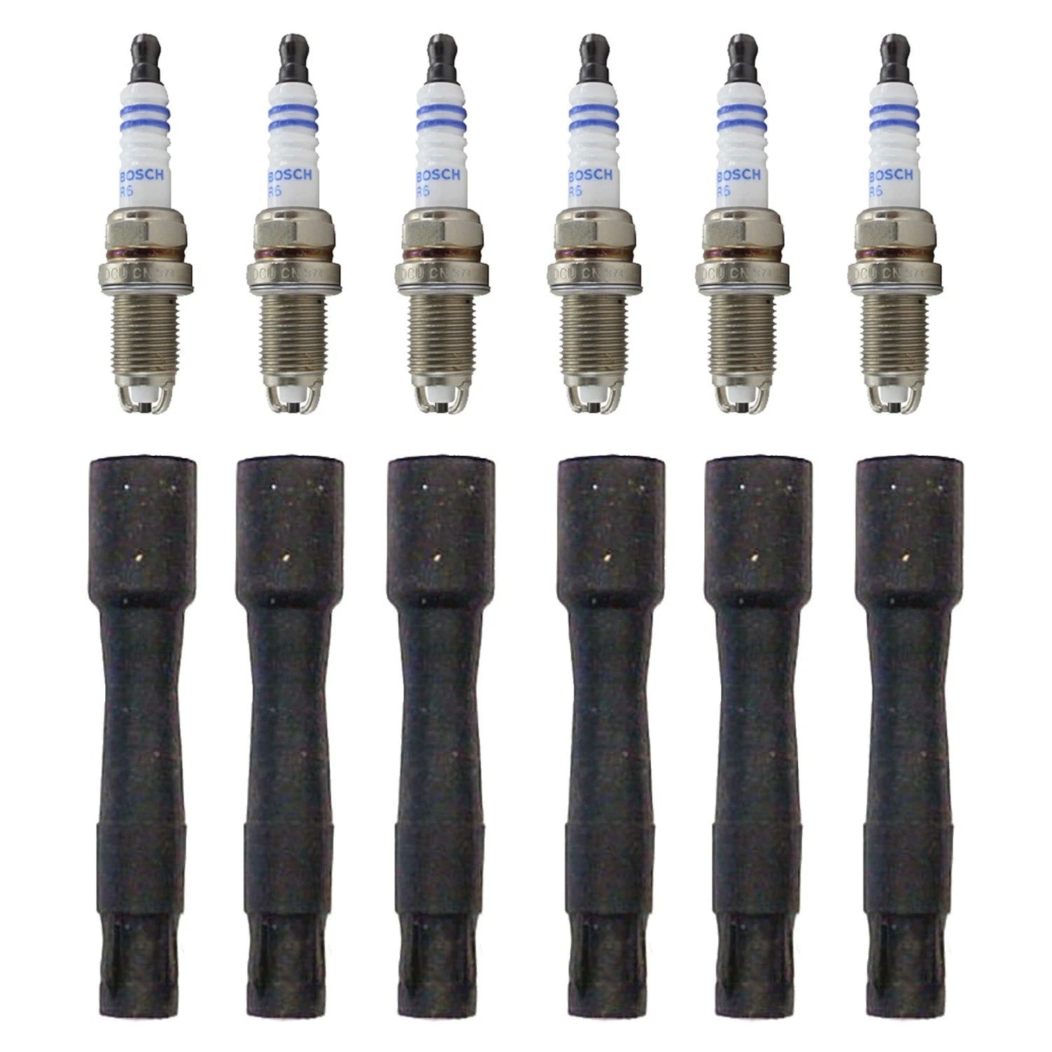 Bosch 6 Nickel Spark Plugs & Denso Coil Boot Kit for BMW E36 325i 328i Z3 (1992–1999)