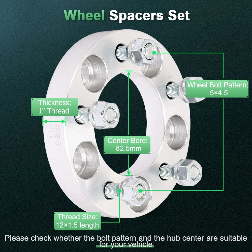 Set of 4 Wheel Spacers 1" 5x4.5 for Hyundai Kia