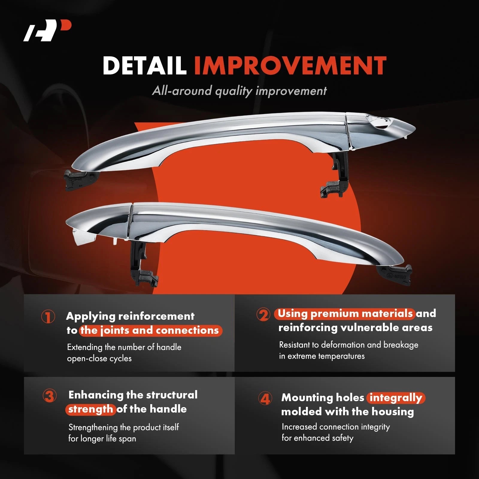 2X Front Exterior Door Handle with Keyhole for Kia Sedona (2015–2021)