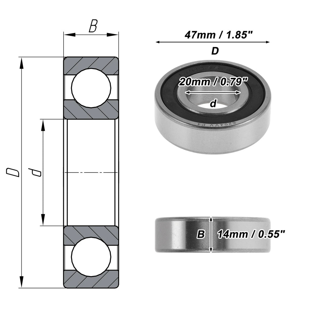 6204VV Deep Groove Ball Bearing for Various Models (20x47x14mm)