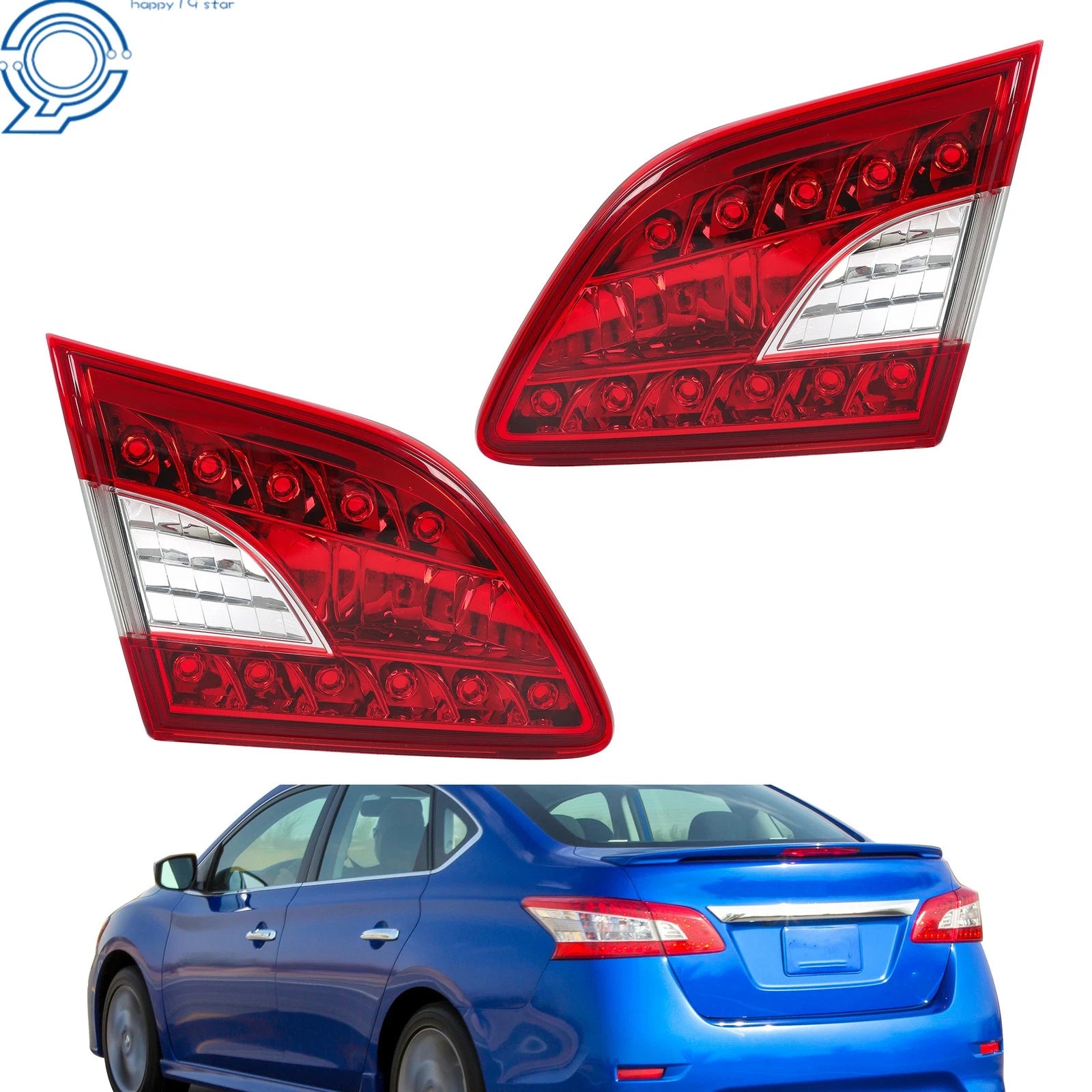 Set of 2 Inner Tail Light Assemblies for Nissan Sentra (2013–2015)