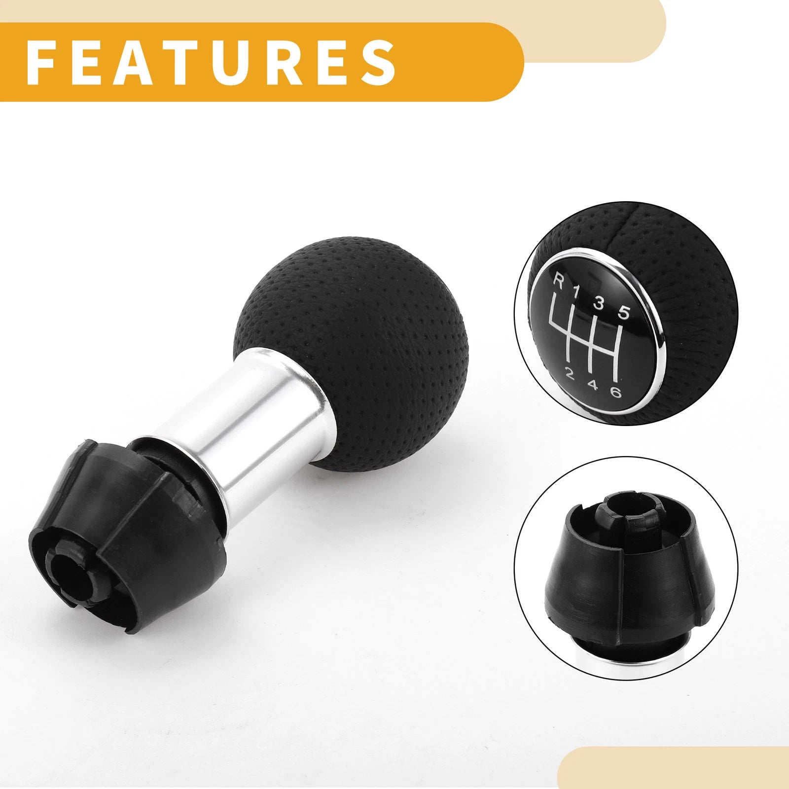 6 Speed Manual Gear Shift Knob for Audi A3 (2008–2020) Plastic Faux Leather Black