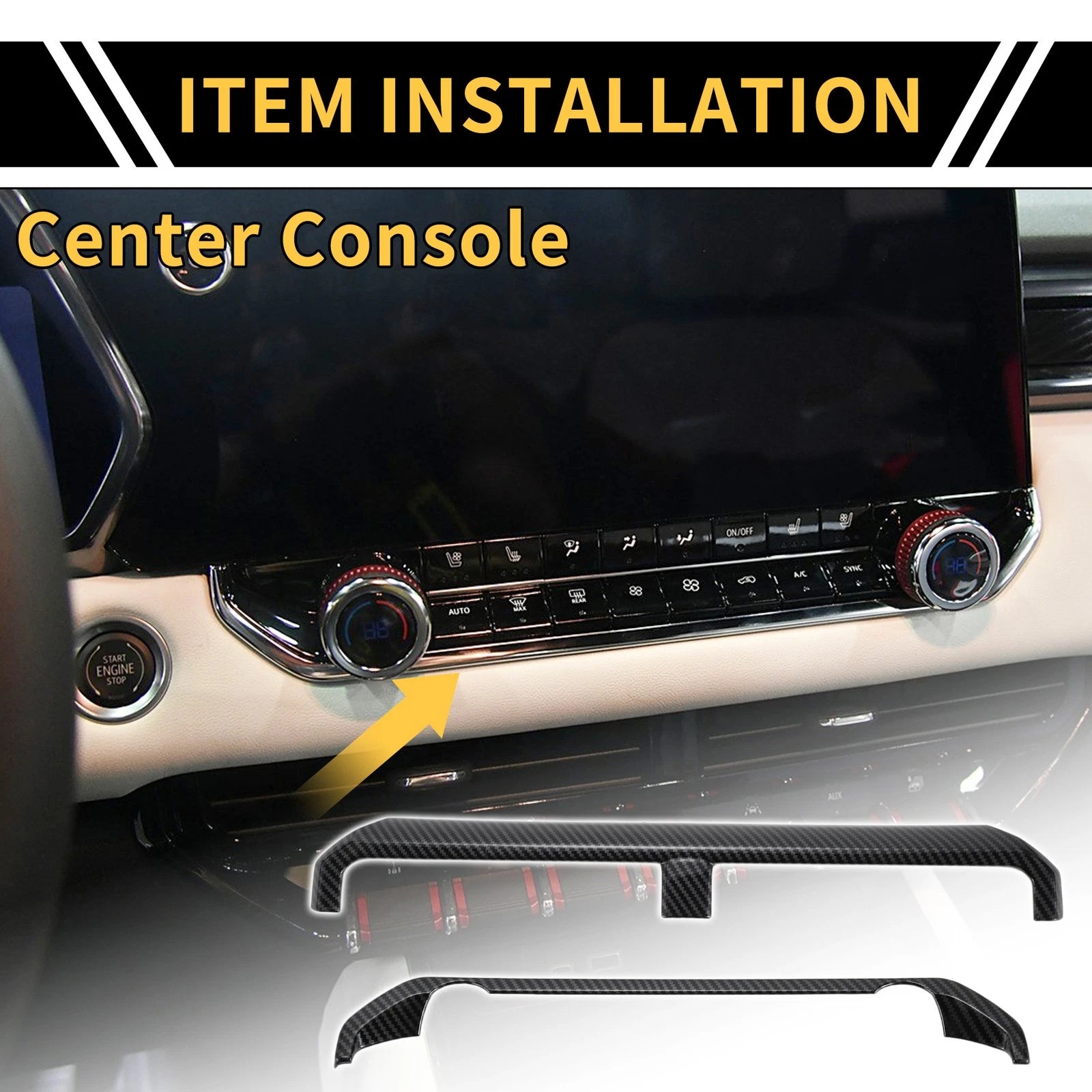 Central Control Panel Trim Cover for Chevy Colorado (2023–2024) Carbon Fiber