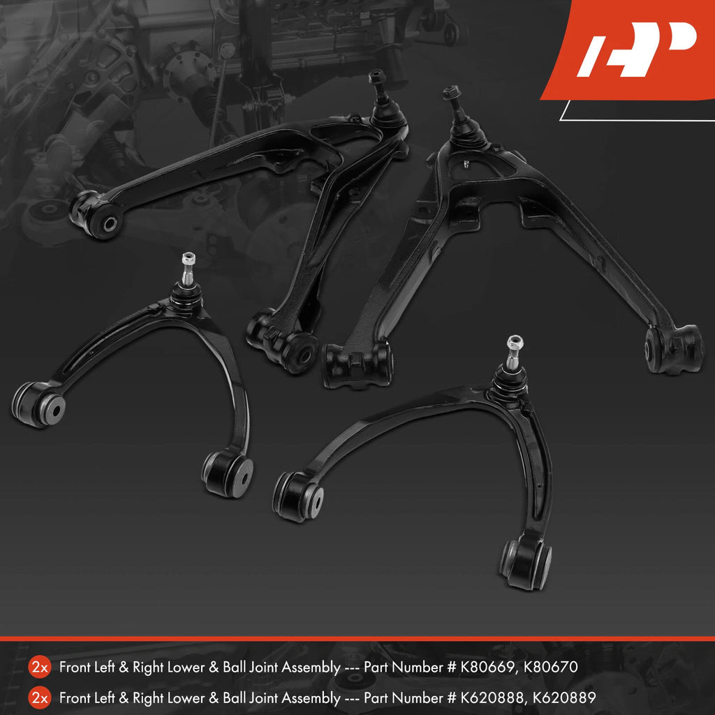 Set of 4 Front Lower & Upper Control Arms w/Ball Joints for Chevy Cadillac GMC