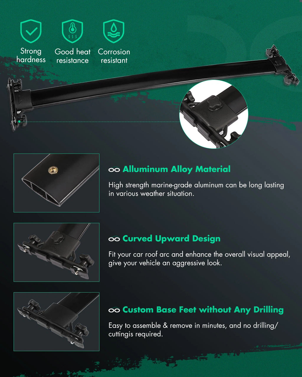Pair Roof Rack Cross Bars for Toyota Highlander (2008–2013)
