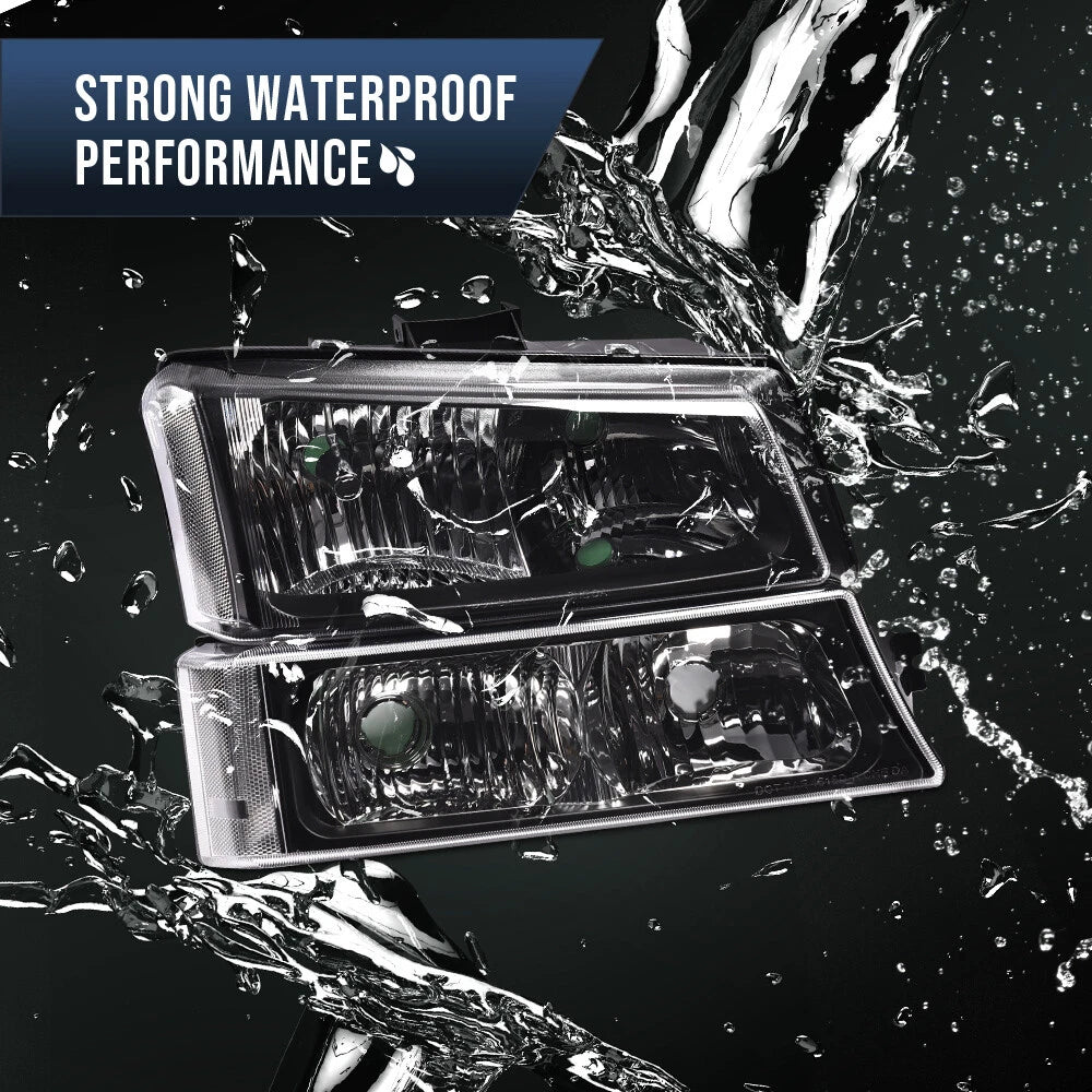 Black Headlights with Clear Reflector for Silverado (2003–2006)