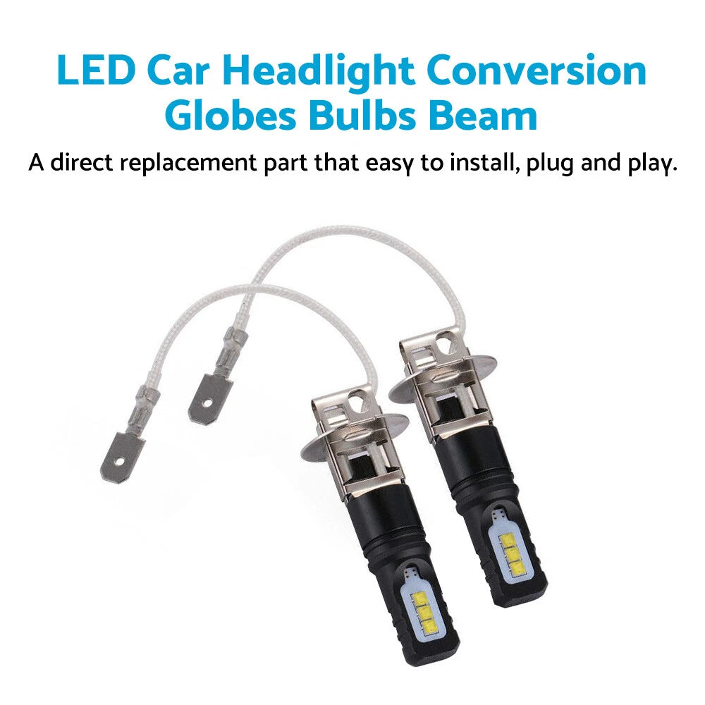 2X H3 LED Headlight Bulbs 6500K for (2002–2019)
