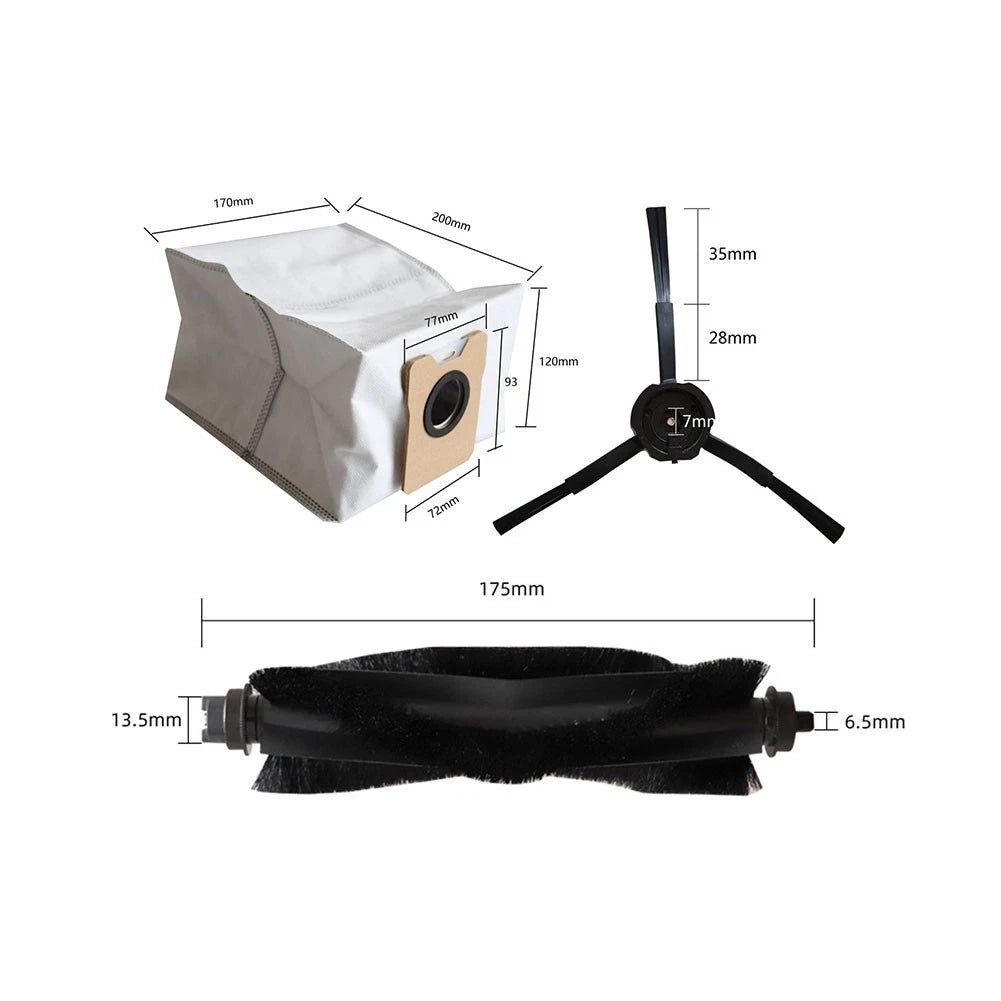 Main Brush, 4 Dust Bags, 4 Side Brushes Kit for Eufy Omni C20 (2019–2023)