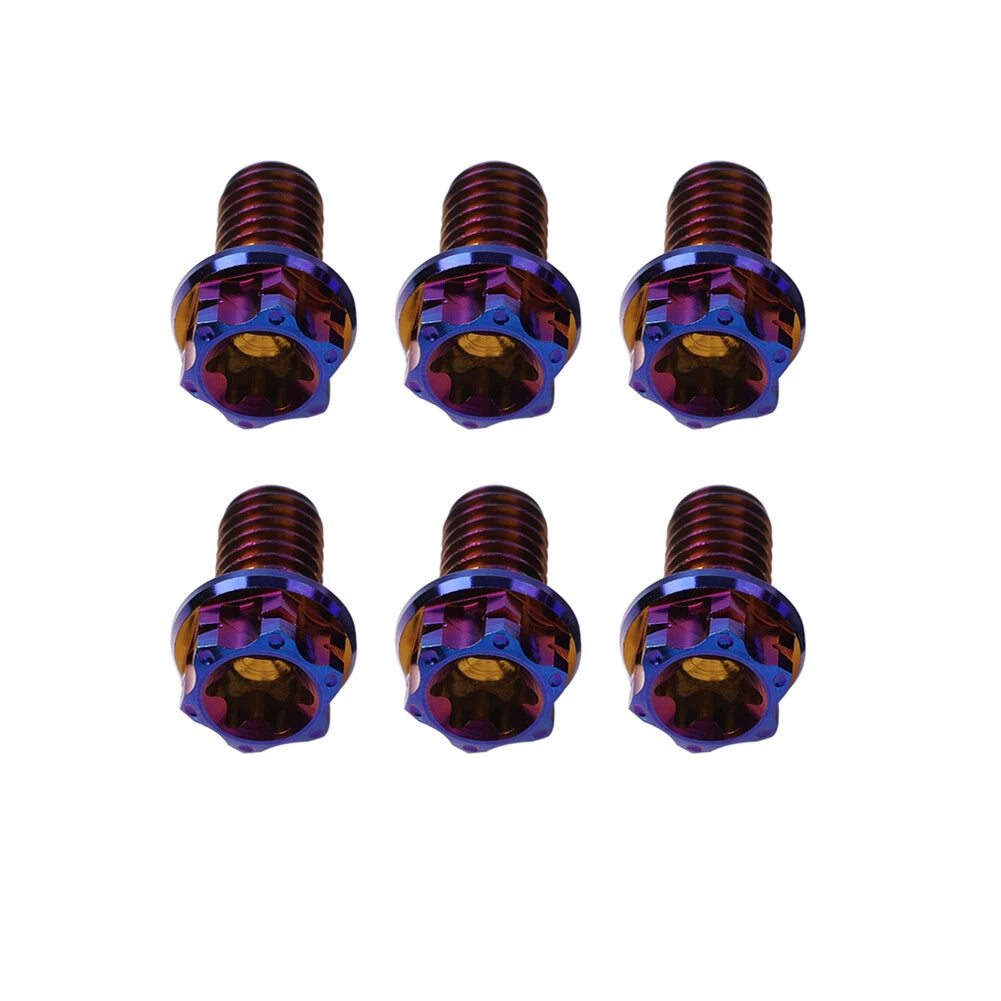 6pcs Titanium M10x35mm Torx Head Flange Screws for Motorcycle Bike