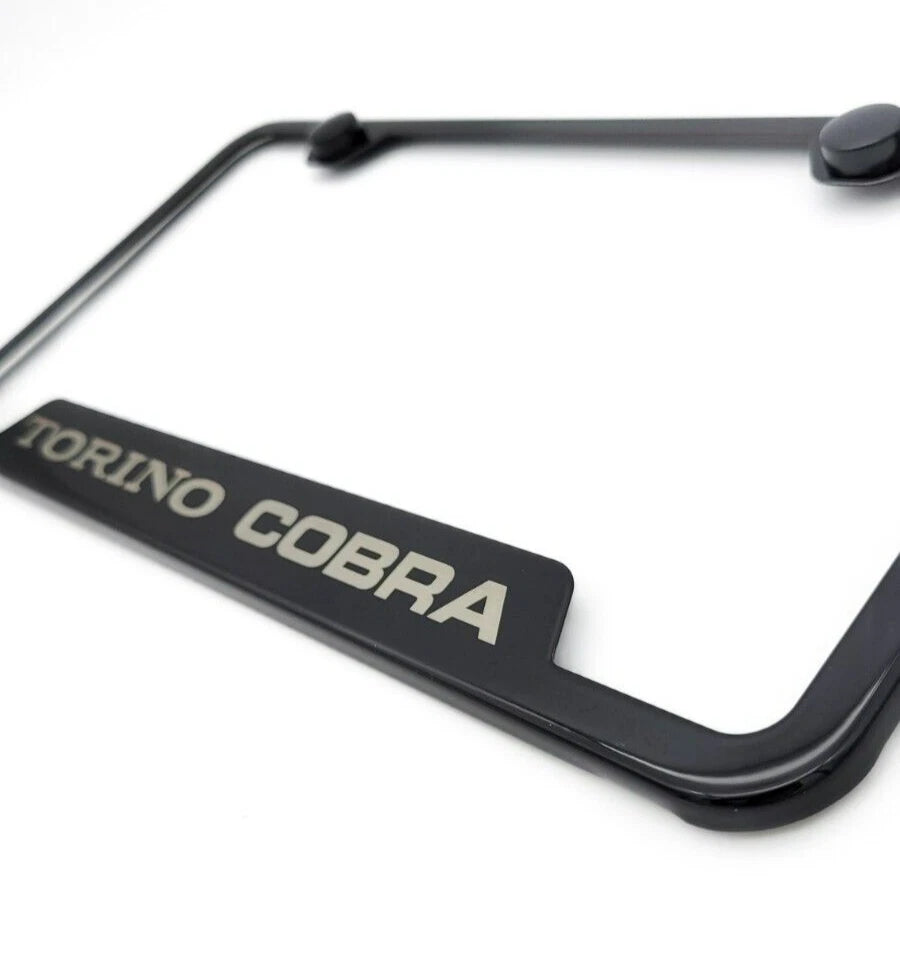 License Plate Frame Front Black Notched Stainless for Ford Torino Cobra (1969–1970)