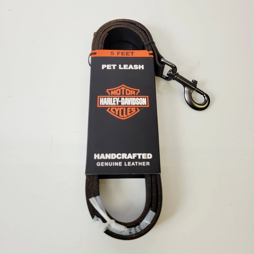 Black Leather Dog Leash for Harley-Davidson (MPC260-08)