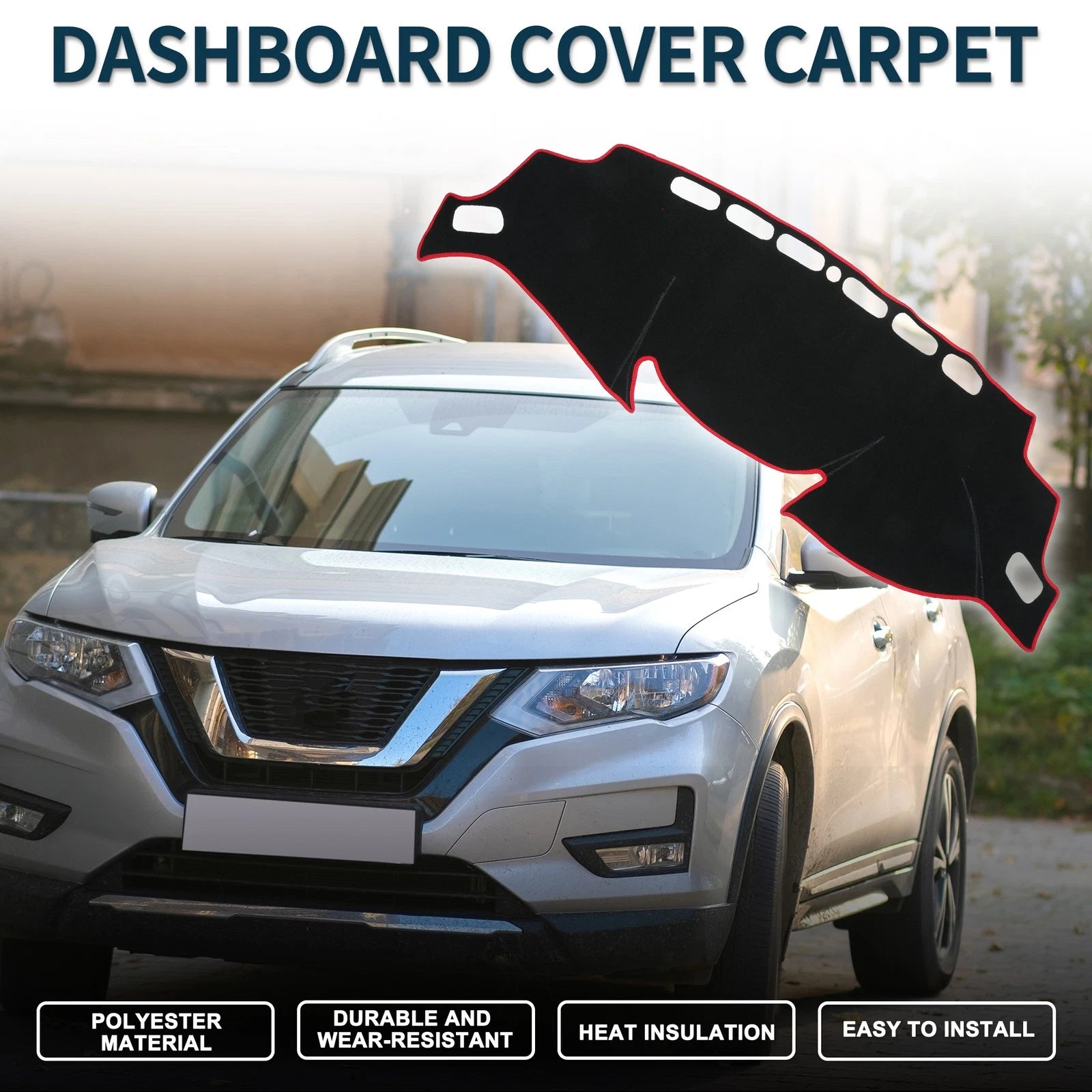 Dashboard Cover Mat for Nissan X-Trail T32 (2013–2024) Black Red Set