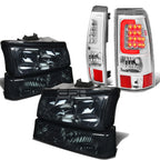 Smoked Headlight + Clear Bumper + Chrome 3D LED Tail Light for Silverado (2003–2007)