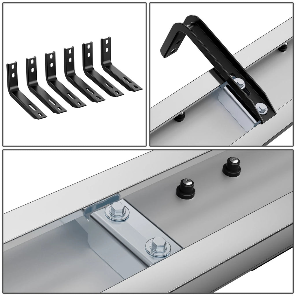 Set of 2 Chrome/Black Rectangular Running Boards for Nissan Frontier (2005–2024)