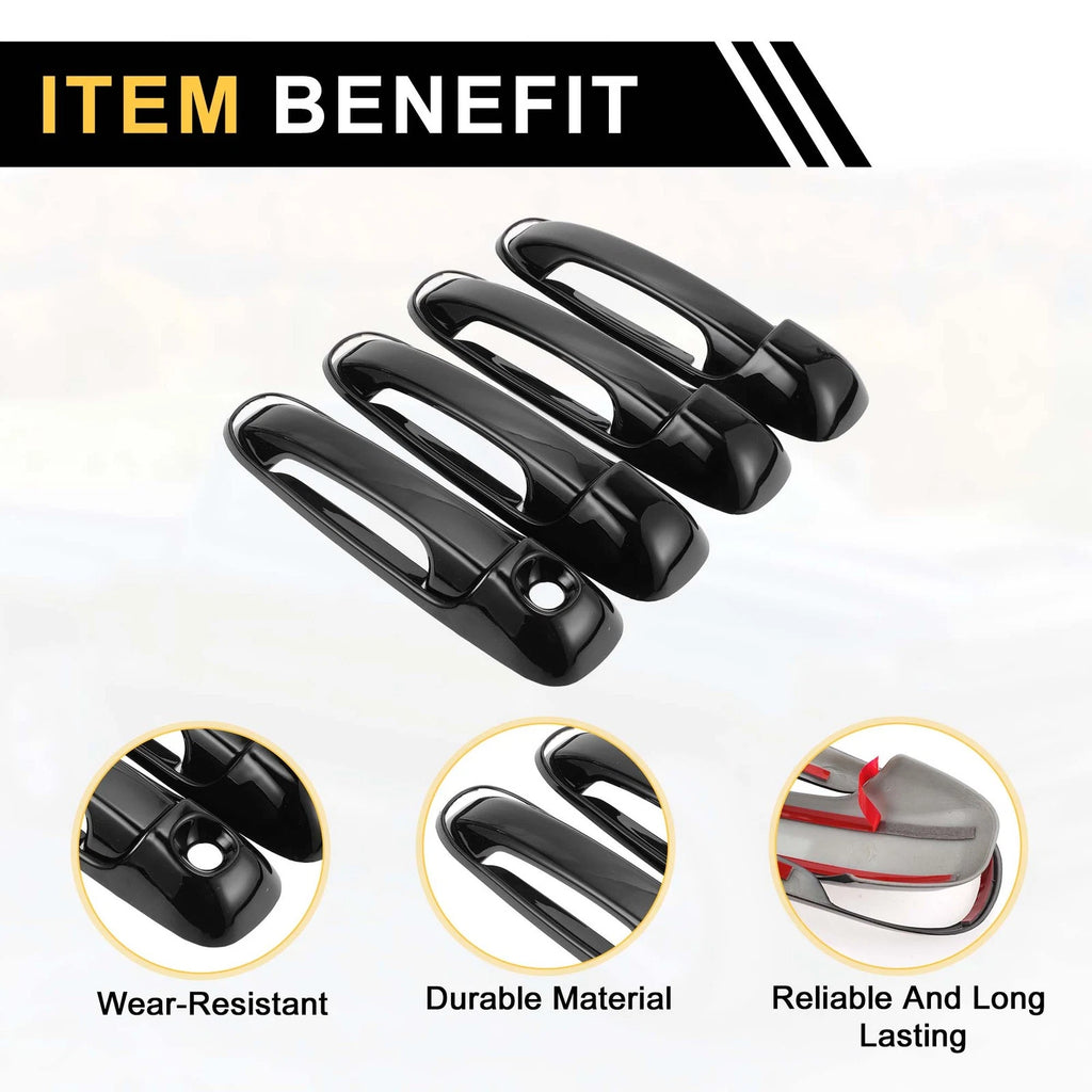 Set of 4 Car Door Handle Protectors for Dodge Ram 1500 (2002–2008) Glossy Black