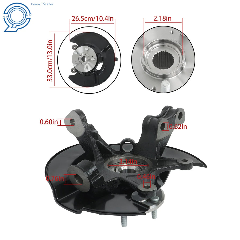 Front Left Steering Knuckle & Wheel Hub Bearing for Honda Pilot (2005–2008)