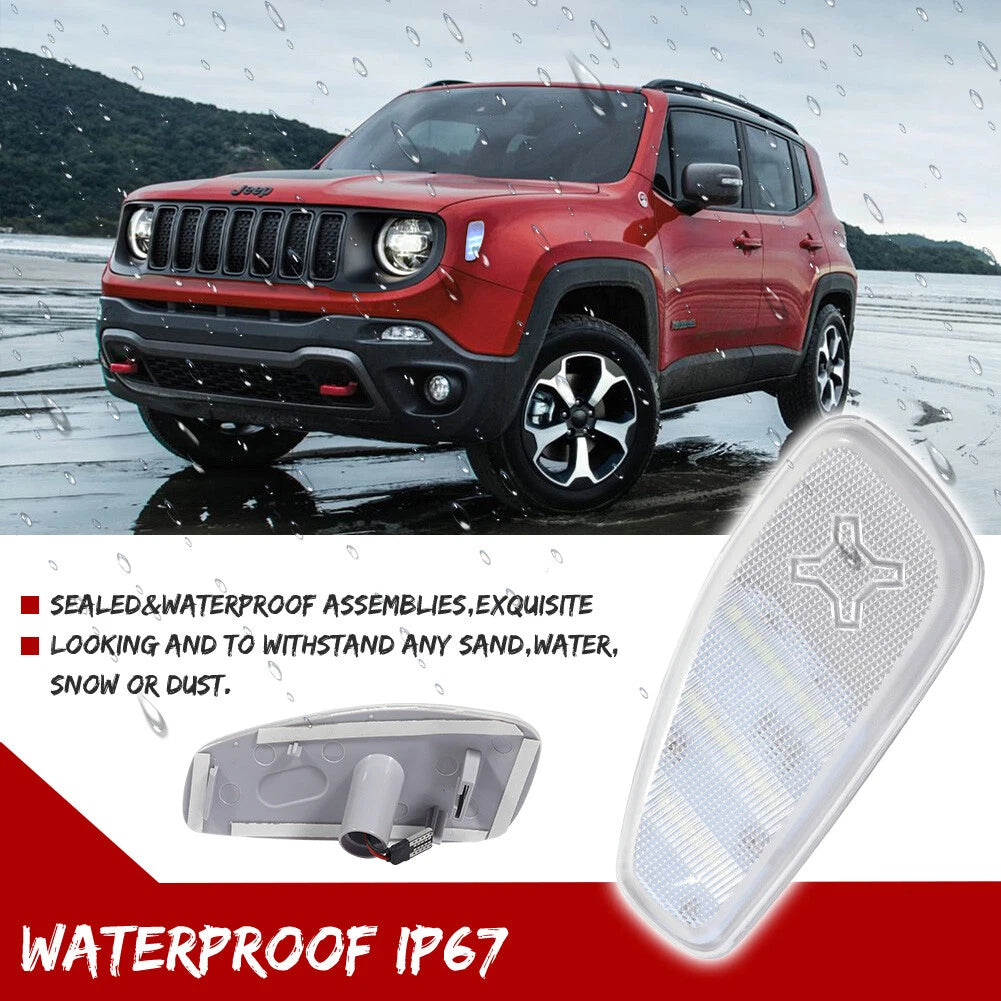 2X Clear Ice Blue LED Side Marker Lights for Jeep Renegade (2015–2023)