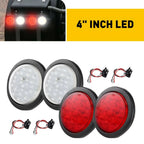 4" LED Round Brake Tail Lights for Truck (Red/White)