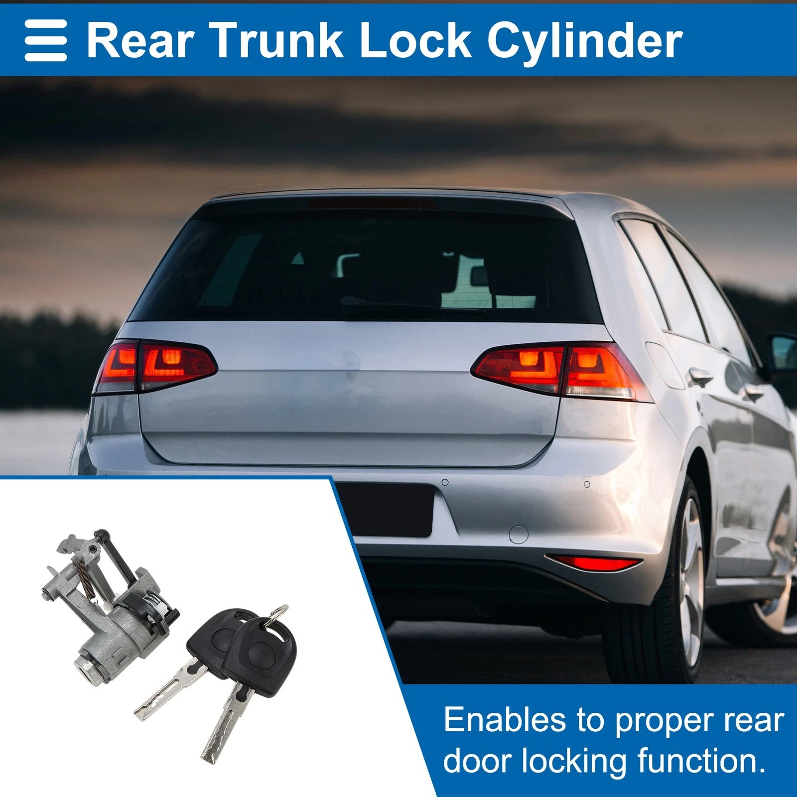 Trunk Lock Cylinder Set with Tailgate Lock & Keys for Volkswagen Golf 