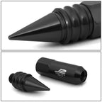 Set of 20 J2 7075 Forged Aluminum M12x1.5 Spiky Cap Lug Nuts w/Adapter Black