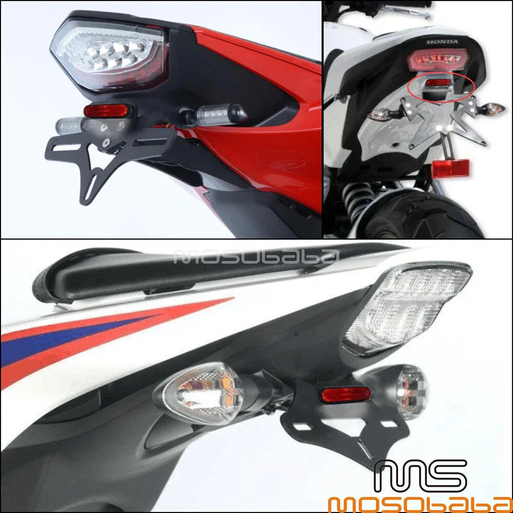 12V Custom Motorcycle LED Rear Tail License Plate Light w/ Red Reflector