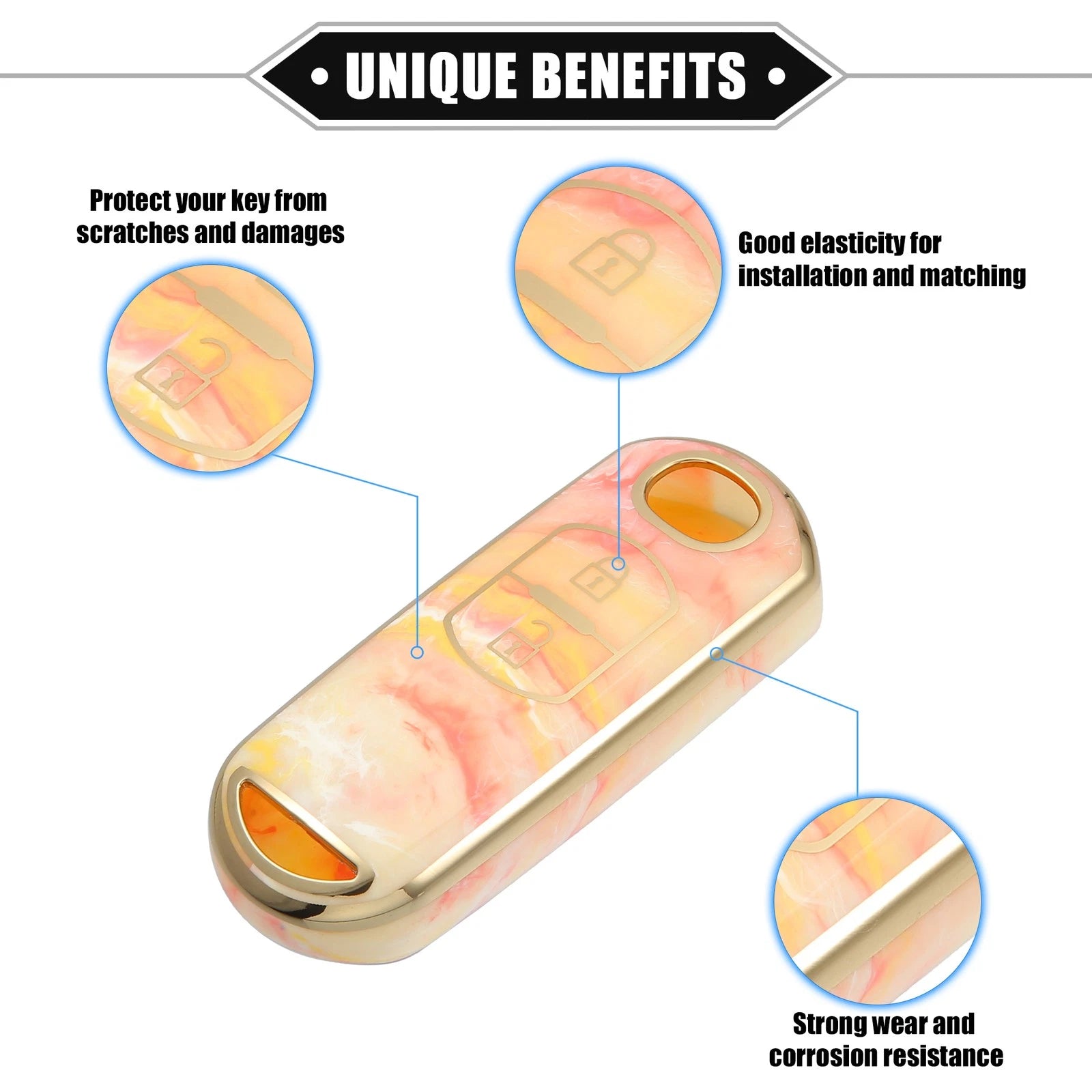 2 Buttons Remote Smart Key Fob Cover Case for Mazda CX-3, CX-4, CX-5 (2016–2021) TPU Orange