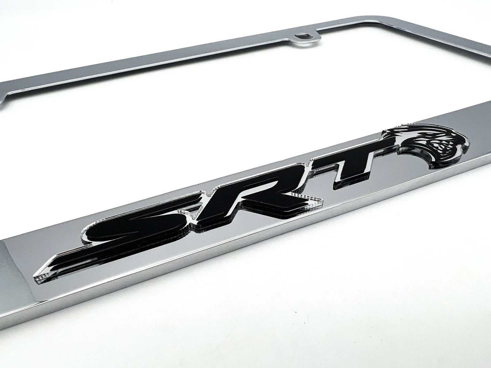 Chrome License Plate Frame with SRT Hellcat Emblem for Dodge Charger (2011–2023)