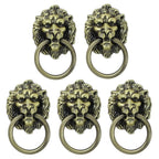 5Pcs Antique Lion Head Door Pull Handle for Cabinet Drawer