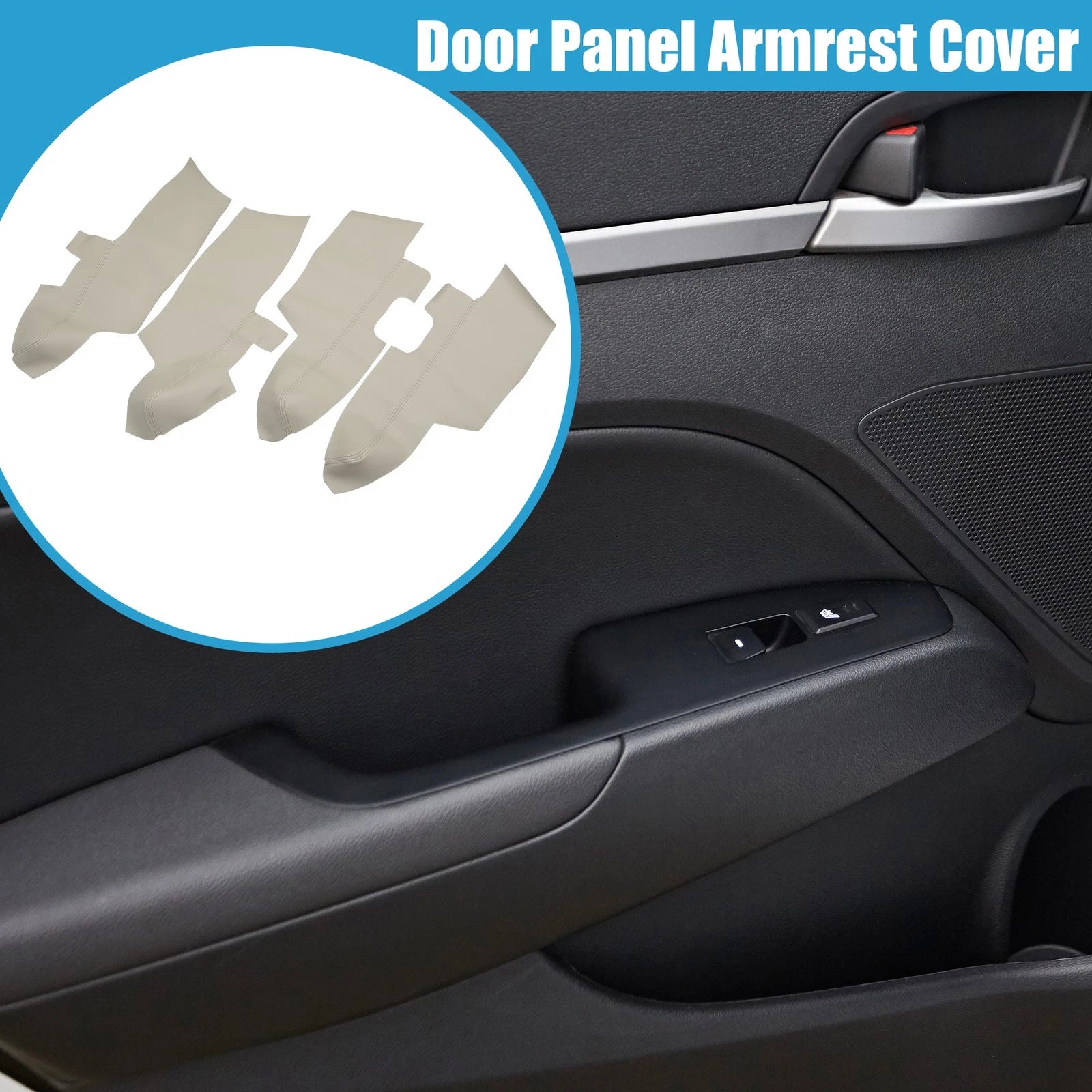 2 Pair Door Panel Armrest Cover for Hyundai Santa Fe (2006–2012) Beige