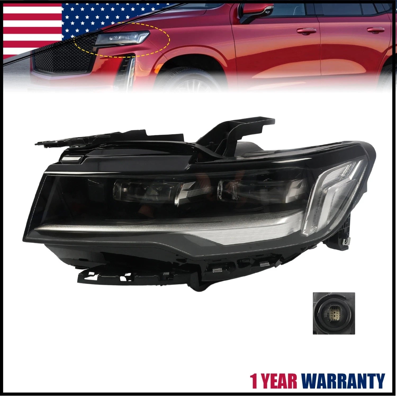 Full LED Headlight for Cadillac Escalade (2021–2024) Driver Side