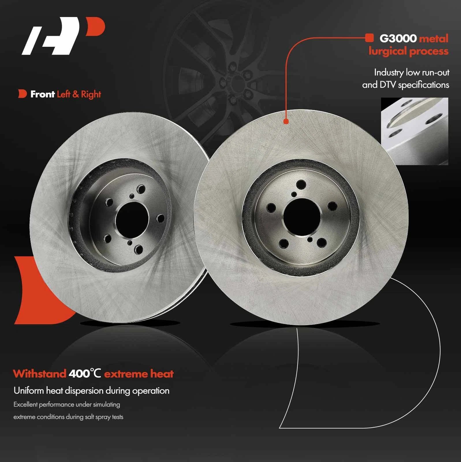 2X Disc Brake Rotors Front for Subaru Outback (2010-2014) Forester (2014-2018)