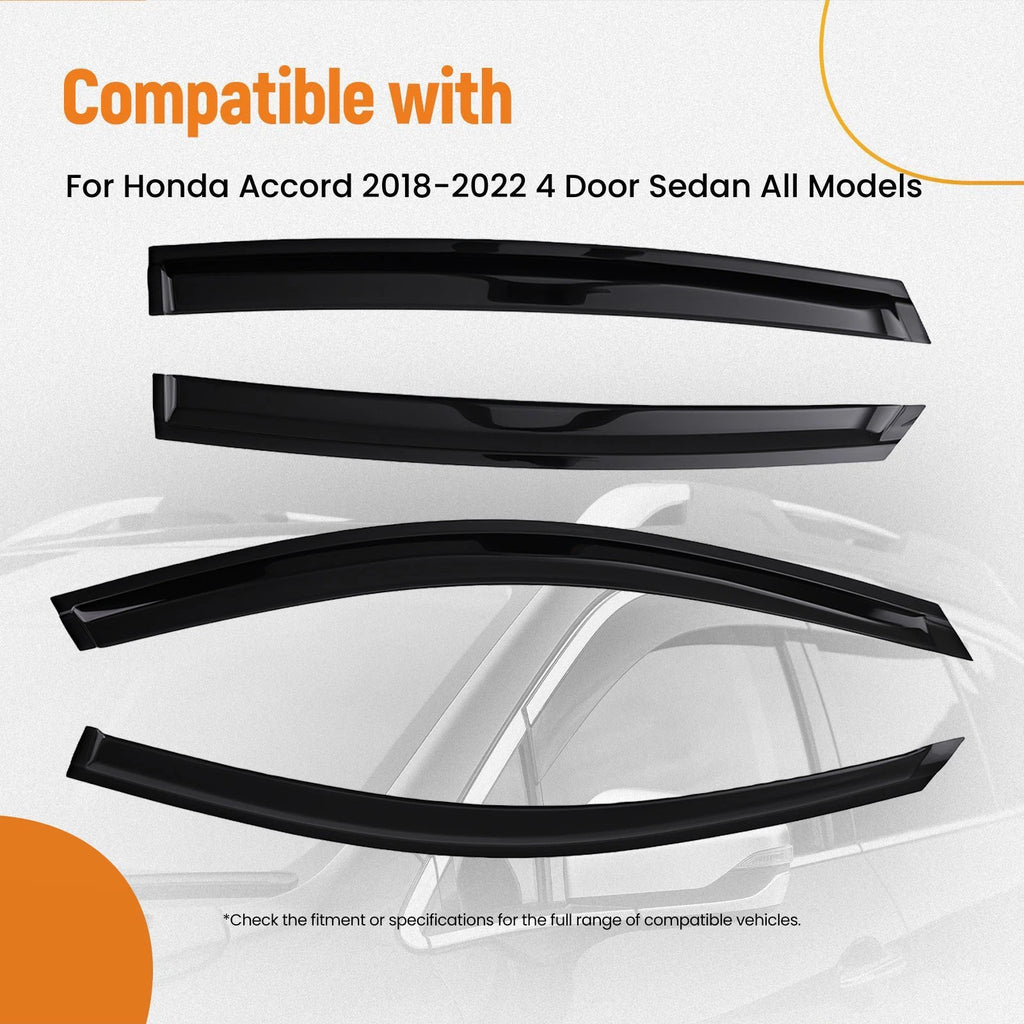 Set of 4 Window Visor Rain Guards for Honda Accord (2018–2022) Outside Mount