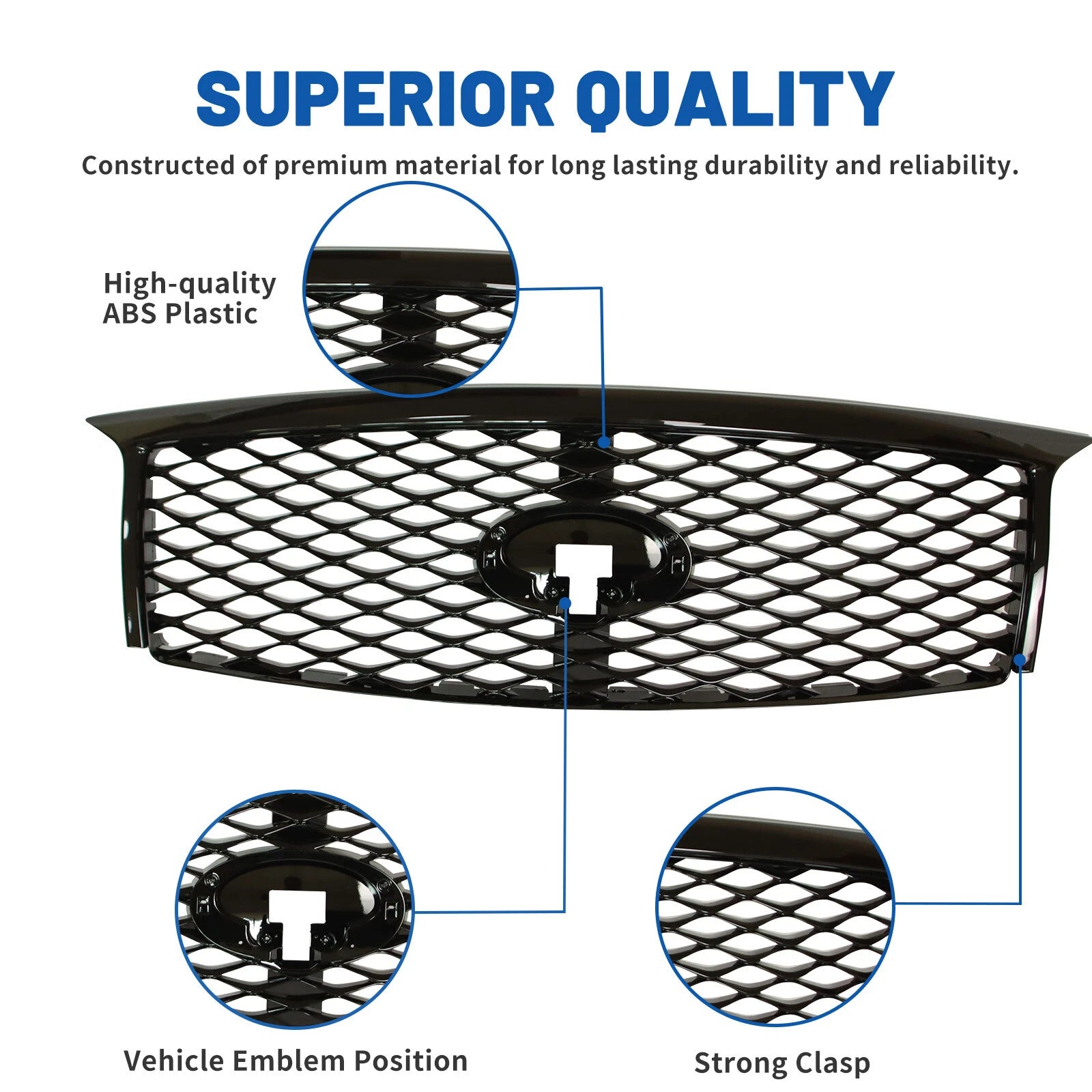 Front Bumper Grille for Infiniti QX80 (2015–2018) with Camera Hole