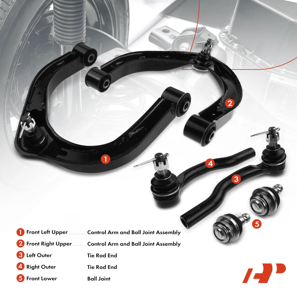 6X Front Control Arm with Ball Joint Tie Rod End for Nissan Titan Armada (2004–2023)