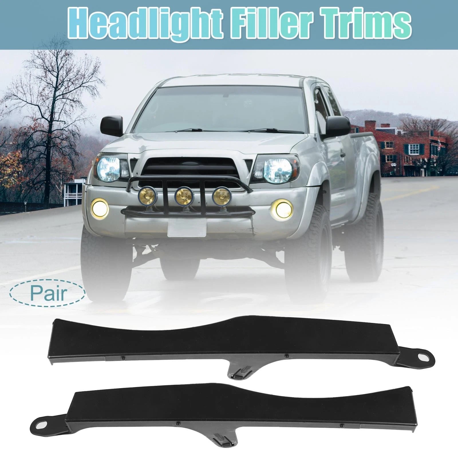 Pair Front Lower Headlight Bumper Grille Filler Trim for Toyota Tacoma (2005–2011)