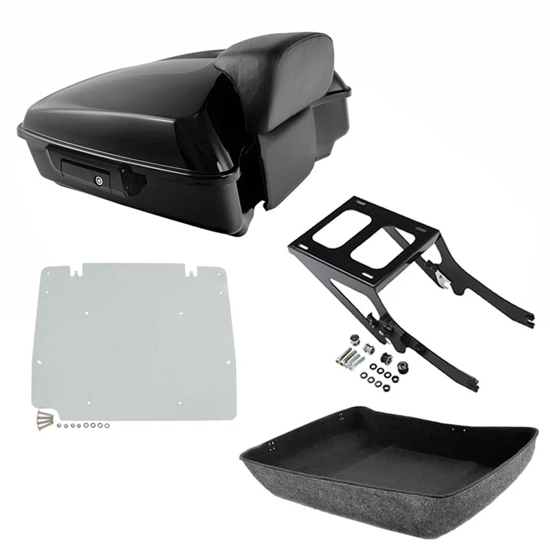 Chopped Trunk Backrest Pad Mount Rack Plate for Harley Deluxe FLDE (2018–2026)