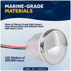 LED Boat Courtesy Lights, 1-5/16" Round, White, 316 Stainless Steel (N/A)