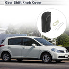 Gear Shift Knob Cover for Nissan Tiida (2004–2012) Black Beige Faux Leather
