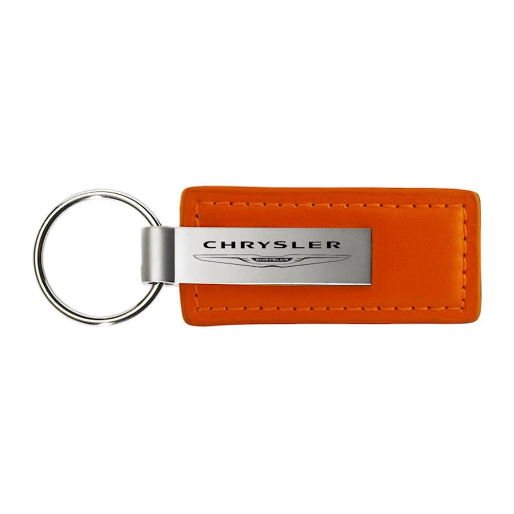 Orange Leather Keychain KC1547.CHR - Officially Licensed for Chrysler