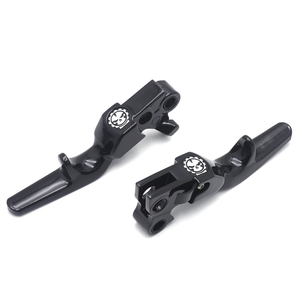 Black Skull Shorty Brake Clutch Levers for Harley XL 1996–2003, Softail 1996–2012, Touring 1996–2007