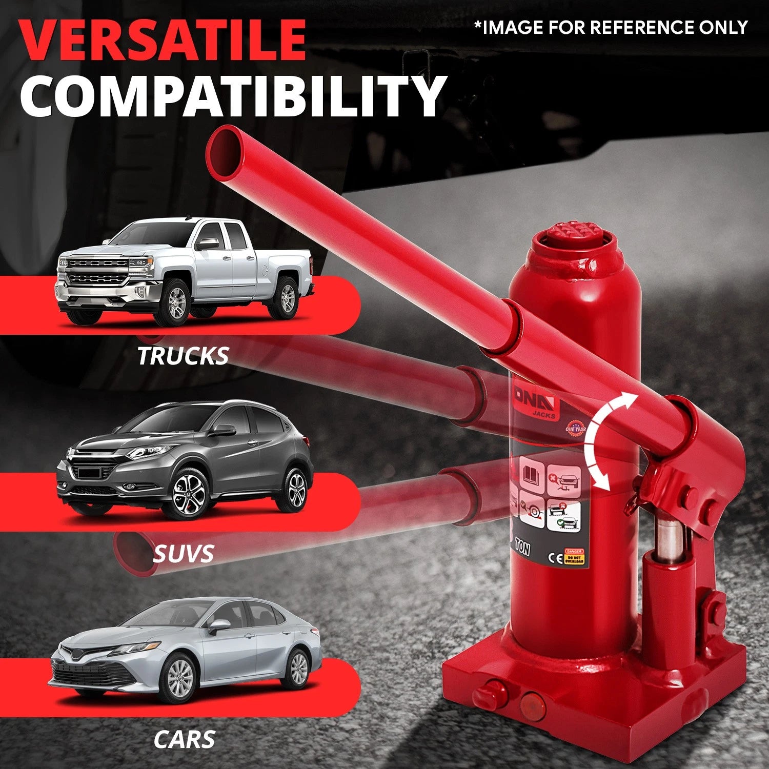 3 Ton Red 14.5" Manual Hydraulic Bottle Jack for Automotive Repair
