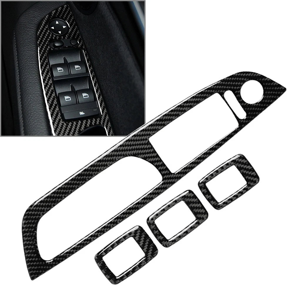 Carbon Fiber Door Window Button Frame Cover Trim for BMW X5 E70 X6 E71 (2008–2013)